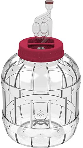 BIOWIN Globo de vino con cierre de rosca, multifunción, recipiente para fermentación, recipiente para invitados, transparente