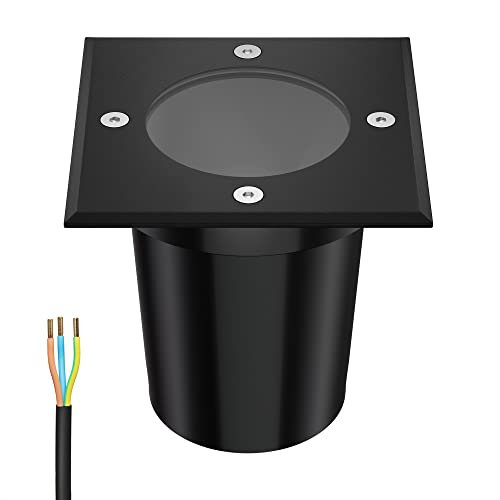 ledscom.de Recessed Floor Light RELI for Outdoor use, IP67, Black, Angular, 11 x 11cm, 1x GU10 max. 15W