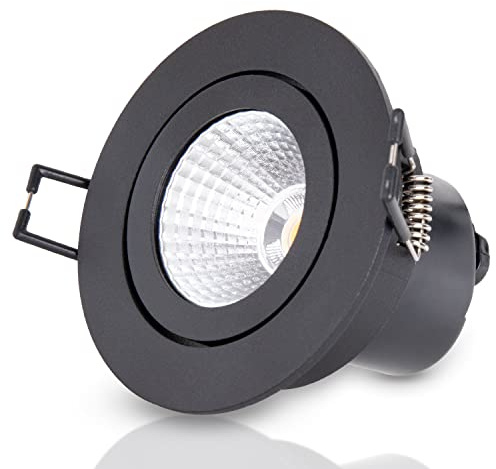Paco Home Foco Empotrable Spotlight Techo Iluminación Armarios Debajo Mostrador Cocina Iluminación Techos GU10, Farbe_MuVa:Negro, Tipo de luminaria___Tecnología: 1 x LED - giratorio