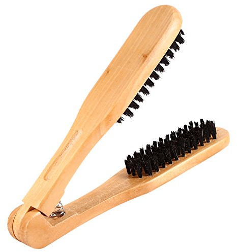 Peine de Cepillos Dobles, Cepillo de Pelo con Abrazadera para Salón de Peluquería, Alisador de Cabello de Madera Antiestático de Doble Cara, Cepillos Alisadores de Cabello, Peine para Peinado y