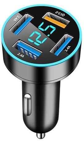 Xingdianfu QC 3.0 - Caricabatteria da auto con presa accendisigari USB a 4 porte USB, QC3.0 + adattatore da auto 2.4A, compatibile con Ios, Android, Huawei, Xiaomi, EB0407