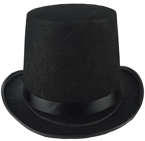 Obelunrp Gombado, Sombrero de Copa Negro para Hombres, Disfraces de Sombrero de Fieltro, Sombrero de Vestuario de Mago para Accesorio Formal de Fiesta de Showman (6.3 Pulgadas de Alto)