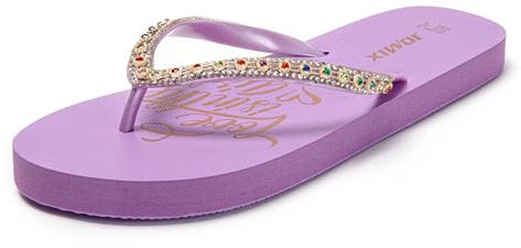 JOMIX Infradito Donna Estive con Gioielli Ciabatte Gomma Strass Ragazza Piscina Leggere Comode Spiaggia Mare Casa SD9321 Viola, 39