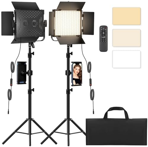 Photography Video Lighting Kit, Upgraded Bi-Color LED Video Studio Lights with Dimmable 2500k~8500k and 79 Light Stand for Camera Photo Recording Filming Stage Shooting Streaming YouTube TikTok