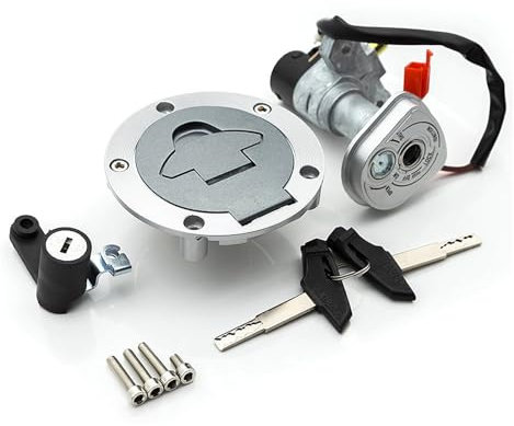 WHDsunQQ Interruttore di Avviamento 12V Interruttore di Accensione del Motociclo Blocco Tappo Serbatoio Carburante Chiavi Serratura Sedile Set per Yamaha YZF R15 MT15 MT-15 2015-2016