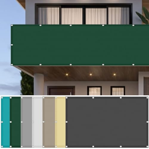 Sonnensegel Balkon 130 x 240 cm Rechteckig Schattiernetz Schattierungsnetz UV Schutz Wetterfest mit Ösen für Garten Terrasse Balkon Schwimmbad, Dunkelgrün