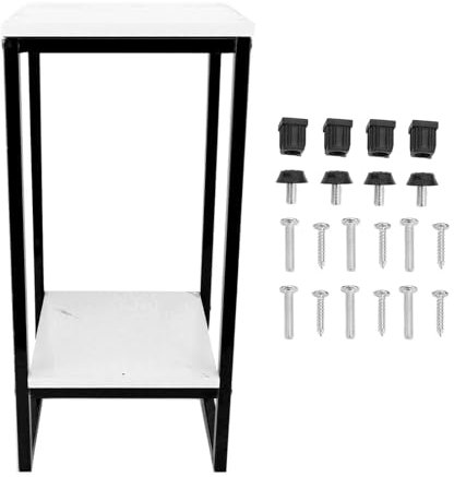 Portafiori a 2 Livelli per Interni Ed Esterni, Espositore in Metallo Scaffale per Piante, Espositore Porta Piante Multifunzionale, Robusta Struttura in Ferro Alto 23,6(Vassoio bianco con cornice nera)
