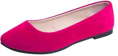 AIGOUT Balettskor för kvinnor pumps ballerina elastiska låga kilar sandaler rund tå bekväma dockskor slip-on arbete kontor damskor (hot rosa, 5,5 UK)