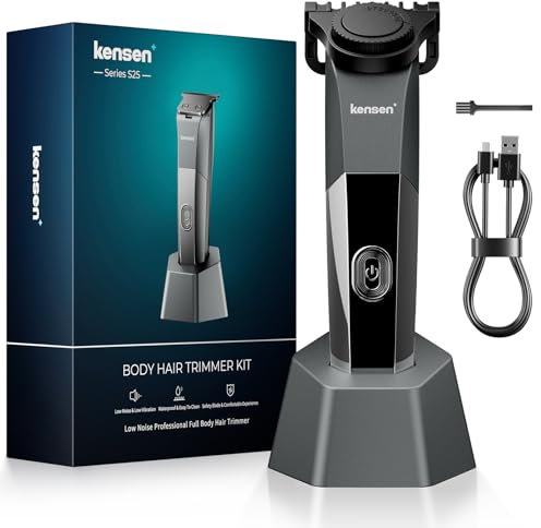 Intimrasierer Mann, kensen Rasierer Herren Intimbereich Wasserdicht Körperrasierer Herren Nass Trocken Body Groomer Men Mit Ablage Aufsteckkämmen Körperhaartrimmer Typ-C Für Beine Achselhöhle Leiste