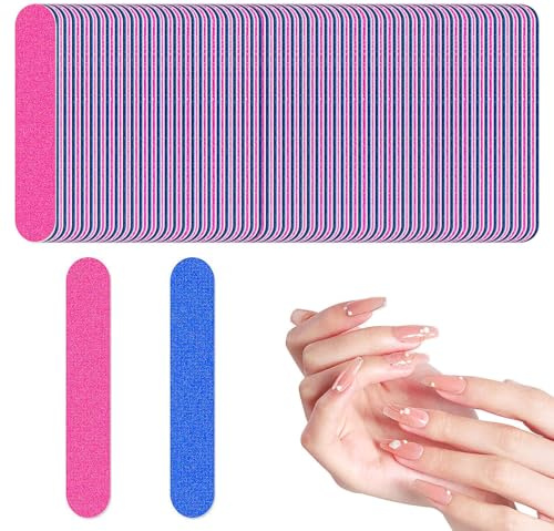 100 Pcs Nail Files for Natural Nails 180/240 - Disposable Nail Files,Professional Nail File,Double Sided Emery Board,for Home and Salon Use
