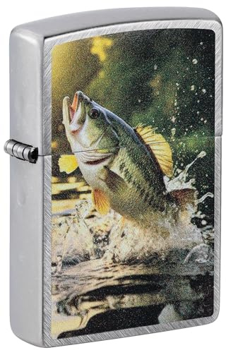 Zippo - Briquet tempête, Design scène de pêche, argenté, Impression colorée Color Image, Rechargeable, réutilisable, Coupe-Vent, boîte Cadeau, fabriqué aux États-Unis