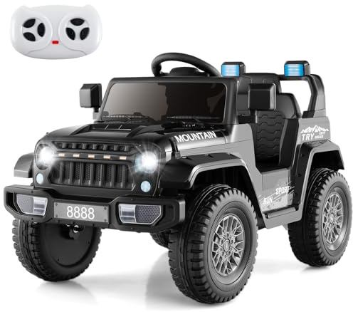 COSTWAY Elektroauto für Kinder, 12V Elektro Kinderauto mit Fernsteuerung & LED-Scheinwerfern & Musik & USB, Elektrofahrzeug für Kinder ab 3 Jahren (Schwarz)