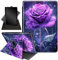 for Kindle Fire 7 case 2019 2017 Release 9th 7th Generation,360 Degree Rotating Stand Smart Protective Cover Case for Amazon fire 7 Tablet 9th/7th Generation,Purple Rosewater Droplet