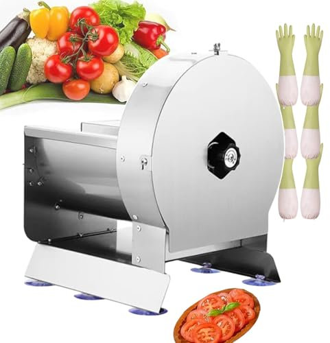 Cortadora De Frutas Y Verduras Eléctrica, Trituradora De Verduras Comercial, Cortadora De Ensaladas Profesional De Acero Inoxidable, Cortadora De Alimentos Eléctrica(Con 3 Guantes),round