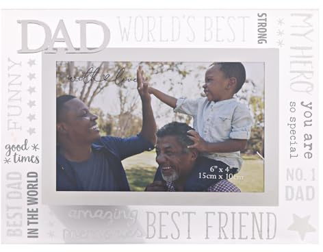 With Love - Glass Picture Frame 3D - Dad - 6 x 4 | Horizontal Single Aperture Free-Standing Easel Back - Memories, Keepsake, Mum, Dad & Kids, Home Gifting & Homeware