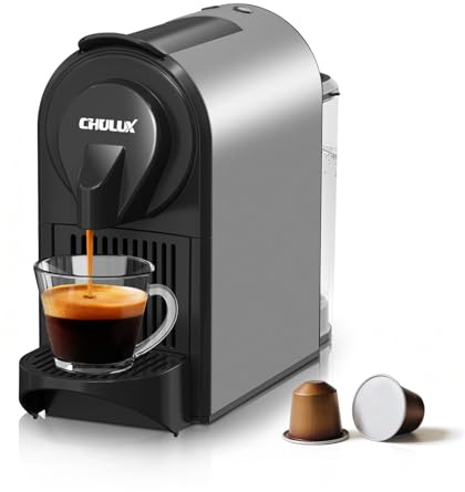 CHULUX Compact Espresso Machine, 20 Bar Single Serve Coffee Maker, Dual Brew Sizes for Espresso and Lungo, 1400W Rapid Brewing, Mystic Gray (Upgrade Model)