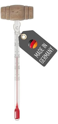 Lantelme Termómetro de vino de cristal con mango de barril de madera, indicador de temperatura de 0 °C a 40 °C, medidor de temperatura para botella de vino y copa de vino, elegante y funcional