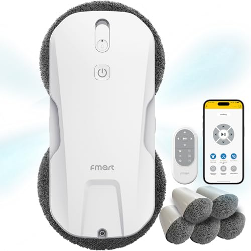 Fmart Fensterputzroboter mit Sprühfunktion, Automatischer Fensterroboter, leistungsstarke Saugkraft, Automatische Bahnplanung, APP-Steuerung