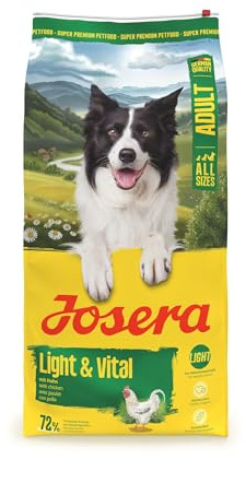 JOSERA Adult Light & Vital Poulet (1 x 12,5 kg) | Adulte | Croquettes pour Chiens Adultes | Poulet & Pois | Faible en Graisses pour Le contrôle du Poids | sans blé | Nourriture pour Chien | Pack 1