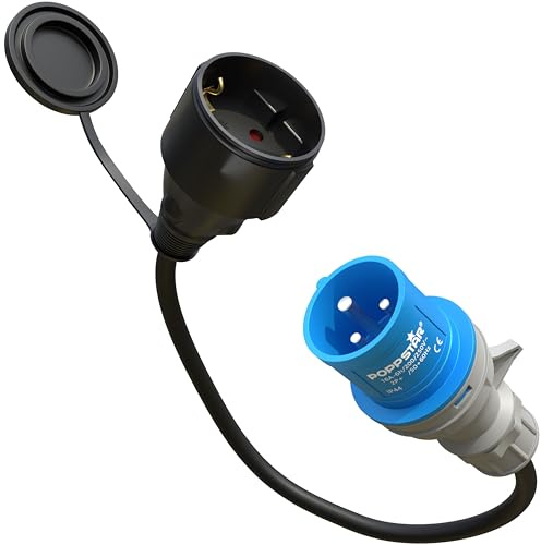 Poppstar 30cm CEE Adapter IP44 (CEE-Stecker 16A, 3-pol/Schuko-Steckdose-Kupplung: Typ F), H07RN-F 3G2.5