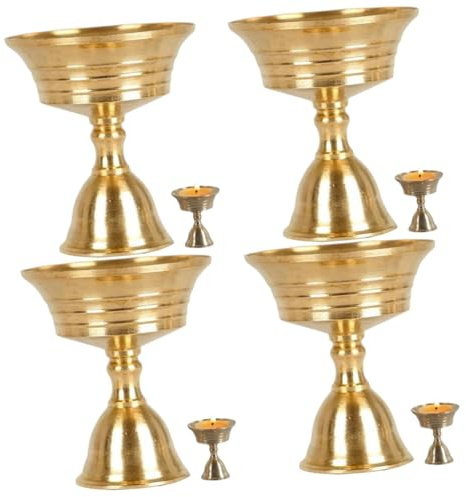 OUNONA Lot De 4 Bougeoirs Décoratifs en Cuivre Doré pour Bougies Chauffe-Plat