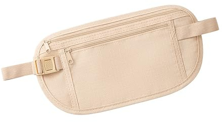 Omnpak Travel Money Belt, Hidden Waist Wallet Anti Theft Unisex Travel Pouch with Double Pocket to Protect Cash, Credit Cards, Passport Holder