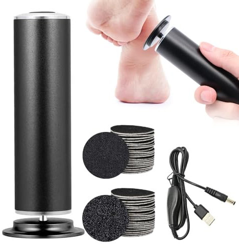 DAJASD Removedor de callos eléctrico, recargable eléctrico para pies, dispositivo de pedicura, velocidad ajustable con 60 limas para pies (negro)