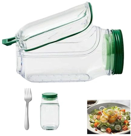 Boîte à déjeuner pour capsules de salade avec bol à ouverture latérale et tasse à vinaigrette étanche, récipient à salade en PET avec fourchette en acier inoxydable, récipient réutilisable pour