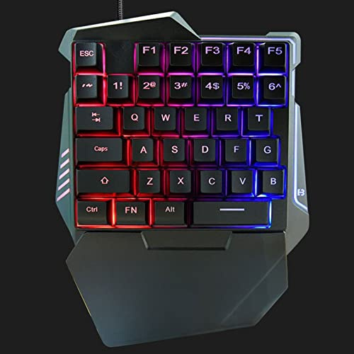 Leatikall Tastiera Da Gioco a Una Mano, Retroilluminazione Rgb 35 Tasti Interfaccia USB Cablata Colorata Mini Gioco Di Tastiera Portatile per PC