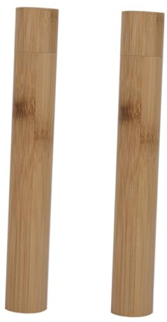 ifundom 2 Stück Teiliges Tragbares Zahnbürsten etui aus Umweltfreundlichem Bambus Kompakt und Leicht für Reisen Outdoor Camping und Geschäftsreisen Hygienische Zahnbürsten aufbewahrung