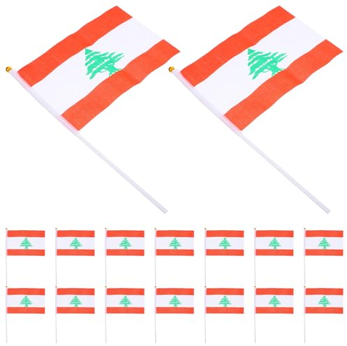 GANAZONO 20 pièces Mini Drapeaux à Main Liban Polyester Résistants Aux Intempéries pour Événements Sportifs et Fêtes Décoratives