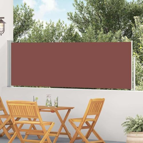 Nqyjm Toldo lateral extensible, 100 x 500 cm, color marrón, protección contra el viento, toldo lateral, protección visual para balcón, terraza, jardín