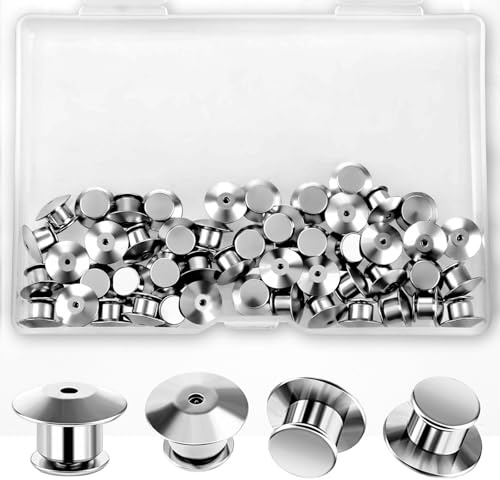 DOPENSPI 50 Stück Metall Anstecker Pin Verschluss Metallstift Verriegelung | Ersatz Anstecknadeln Pins Rückenverriegelung für Broschen Emaille Anstecknadeln Bastelarbeiten (Silver)