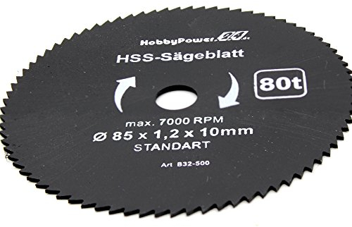 1x HSS Sägeblatt 80 Zähne 85mm x 10mm für Mini Handkreissäge