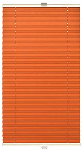 DomDeco Plissee 50x100cm Orange mit weiß lackierten Alu-Profilen, KlemmFix-Halterung zur Montage ohne Bohren