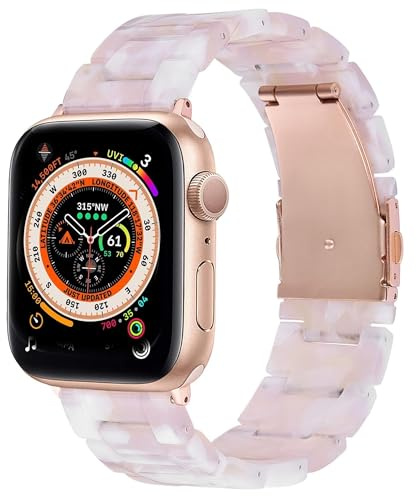 Wongeto Band Compatible with Apple Watch Band 38mm 40mm 41mm 42mm 44mm 45mm 49mm Series 8/7/6/5/4/3/2/1 SE,Women resin iWatch Strap