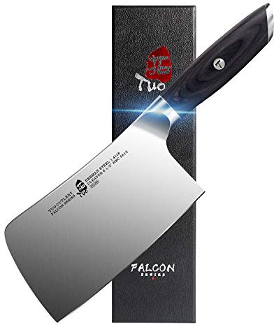 TUO Cleaver Knife, 6.5 inch Butcher Knife for Chopping Meat & Vegetable, High Carbon Steel Chinese Cleaver with Ergonomic Handle - FALCON SERIES