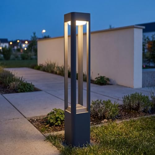 Licht-Erlebnisse Stand Außenleuchte Anthrazit 80 cm IP54 eckig blendarm Wegeleuchte Garten Terrasse ALSEN