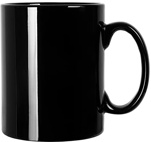 Smilatte Grande tasse à café en céramique M017 de 591 ml, tasse à thé classique en porcelaine avec poignée pour bureau et maison, noir