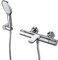 Duscharmatur-Set, Wandmontierte Thermostatische Badewannenarmatur, Ganz Kupfer Hotelbadezimmer-Warm- Und Kaltwasser Mischbatterie, Schwarz-Weiße Spritzpistole Duschkopf,Chrome
