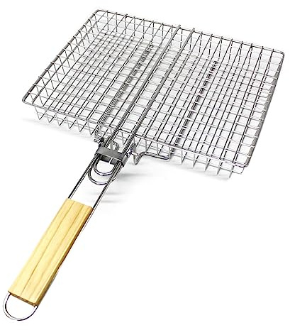 Facynde Gemüse-Grillkorb, quadratisches Edelstahl-Grillnetz, Grillzubehör für Gemüse, Garnelen, Kartoffeln, Fisch, Brokkoli