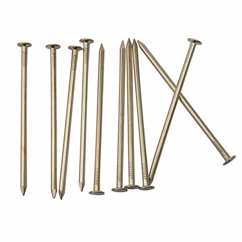 JEGONFRI 60PCS 3 x 12Ga Brass Plated Wall Nails for Hanging, Wood Nails