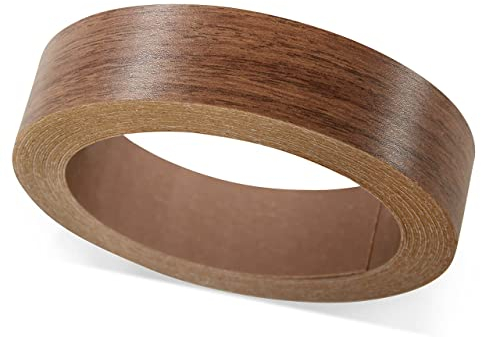 ben+camilla.com Selbstklebender Kantenumleimer | Nussbaum 19 mm x 5 m Rolle (matt glatt) | Kantenschutz zum Überkleben - wie Klebeband OHNE Bügeln | Premium Qualität für professionelle Ergebnisse