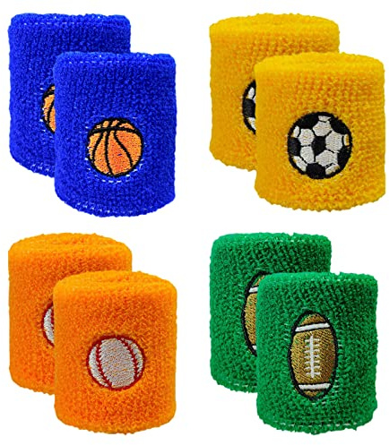 EACHPT Handledsband, 8 Stycken Svettbandsset, Barnarmband Färgglada Handledsband Svettband Bompull Frottéarmband Fitness