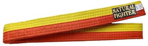 MMASPORT The Fight Evolution Karate Judo Aikido Taekwondo Belt für Kampfkunst aus Basic Baumwolle (Gelb/Orange, 240)