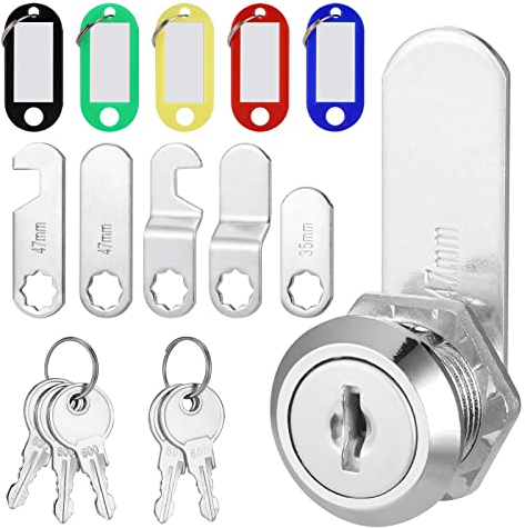 Hejo Cerradura de Buzón 16mm con 5 Placas Diferentes y 5 Llaves, Incluye 5 Etiquetas de Llave para Puertas de Armarios, Muebles, Cajones, Cómoda