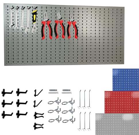 Crisalide® Pannello Portautensili Officina 100x50 cm con Kit Ganci Inclusi – Parete Porta Attrezzi in Metallo per Garage, Banco da Lavoro e Laboratorio – Organizer Utensili da Parete