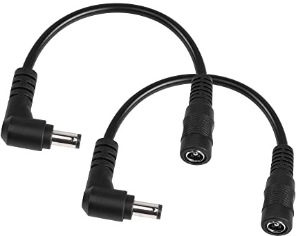 PNGKNYOCN Power Verlängerungskabel, 2 Pack Rechtwinkliges 5,5mm x 2,5mm Stecker auf 5,5mm x 2,1mm Buchse Kurzes DC Stromkabel für CCTV Sicherheitskameras Überwachungssystem (15cm)