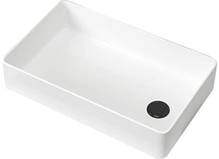 CLoxks Waschbecken 19,6 × 12,5 weiße rechteckige Keramik-Aufsatzwaschbecken for Badezimmer Aufsatzwaschbecken