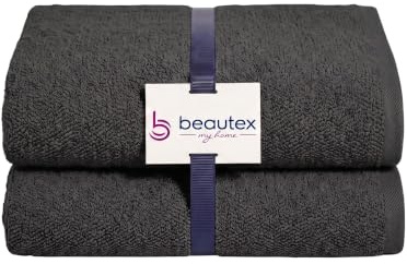 BEAUTEX Handtücher 2er Set 50x100 Dunkelgrau 550 g/m² Baumwolle | Weiche Frottierqualität aus 100 % europäischer Baumwolle, Oeko-Tex, saugstark und bis 60 °C waschbar.